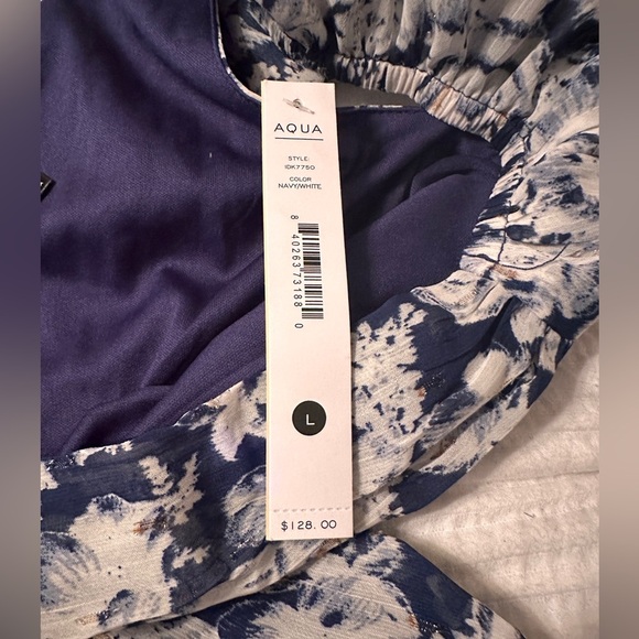 Aqua Tiered Cut-Out Floral Dress - NWT - Size L - Picture 9 of 13